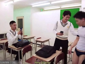 Gay school classroom threesome with Asian twink and gay students