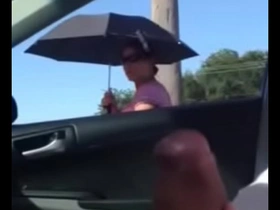 Public display of masturbation by Asian MILF