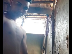 A swimmer in a Brazilian slum gets naughty and shows off her large chest and gets a facial.