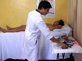 Asian twink medical fetish scene with bareback sex