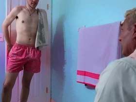 A young man meets his new stepson for the first time in this amateur gay porn.