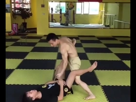 Twink Asian gets his balls kicked and teased