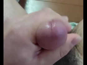 Japanese gay man pleasuring himself with precum