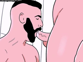Straight man enjoys a hot anal scene with a male bottom in this animated porn.