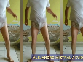 A gay man dancing in wet white briefs and panties brings fetish to life.