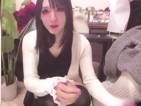 Beautiful Asian shemale masturbates and has anal sex.