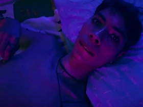 Magic Cs self-pleasure with his big twink cock leads to a lot of precum and cum.