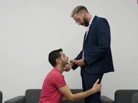 Gay blowjob and male anal sex to keep the job
