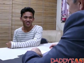 Young gay twink enjoys playing with his older partners ass