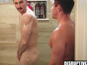 Jock and gay roommate have a hot shower scene.
