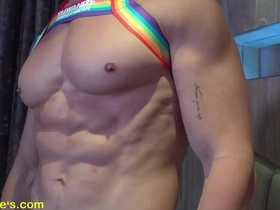See how this Asian hunk works out to have perfect abs and chest muscles.