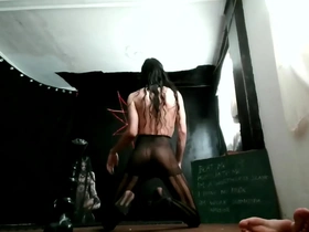 Gay ladyboy in stockings, a sexual deviant.