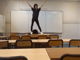 Young and straight twink, Jon Arteen performs a hot dance in school and then proceeds to perform a striptease on the teacher’s desk.