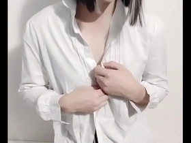 Cross-dressing sissy femboy in Japanese video