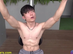 Fitness enthusiast’s nipples are stimulated and adored by his lover.